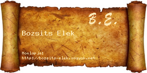 Bozsits Elek névjegykártya