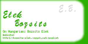 elek bozsits business card